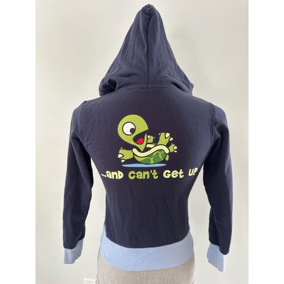 Vintage Y2k Turtle I'm Falling and Can't Get Up Turtle Graphic Hoodie Girl 12/14 - Picture 2 of 6